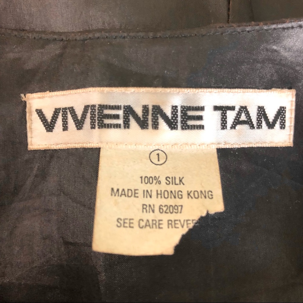 💥PRICE⬇️Vivienne Tam Deep Chocolate 100% Raw Silk Midi Dress - Picture 3 of 6